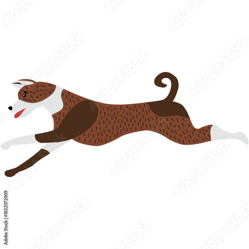 Running dog vector hound animal isolated icon