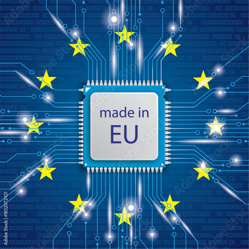 Microchip Processor Lights made in EU Flag
