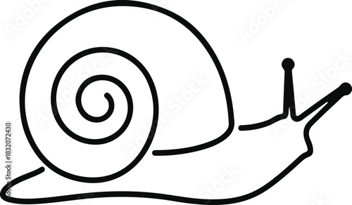 Snail body and shell designed with symmetrical curved lines for balanced simplicity 1