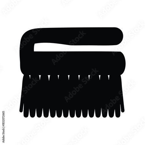 Minimalist image of a scrub brush with black silhouette and white background