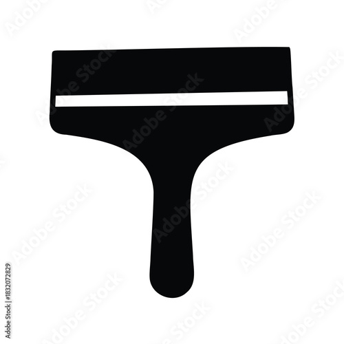 Silhouette of a squeegee with a solid block and handle for cleaning