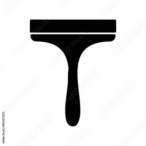 Simple Black and White Vector Image of a Cleaning Squeegee Tool