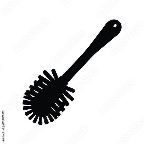 Black silhouette of a toilet brush, showing cleanliness and hygiene tools