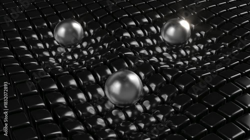 Frozen glass balls on black plastic bg able to loop endless 4k