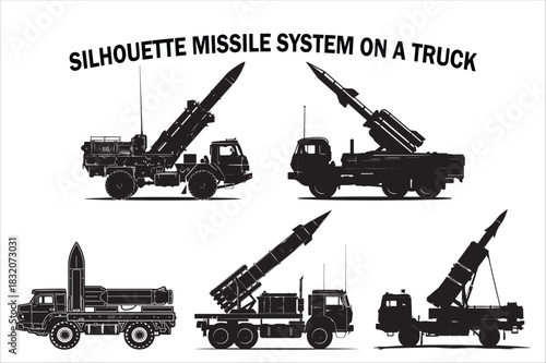 Military Missile Launcher Truck Silhouette Set