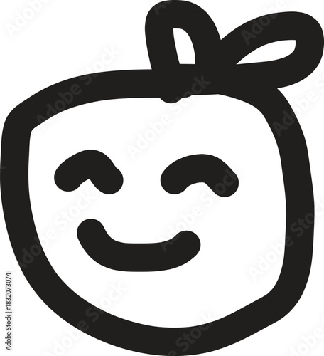 Hand drawn happy smile face cartoon character doodle icon for positive emotions