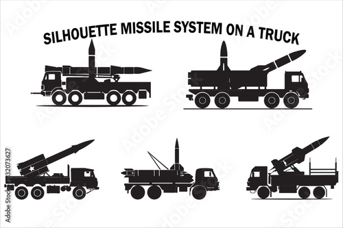 Military Missile Launcher Truck Silhouette Set