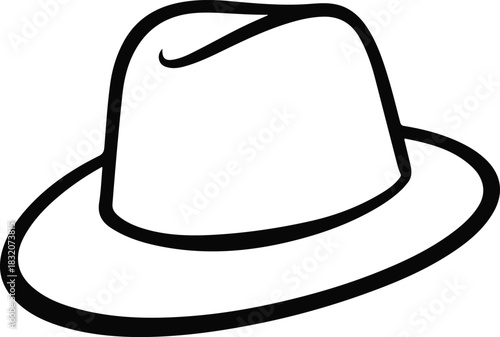 Abstract fedora shape created using only two flowing curved lines and open negative space 2