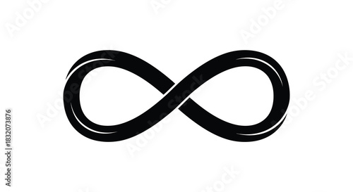 A striking black infinity symbol against a white background a simple and elegant silhouette