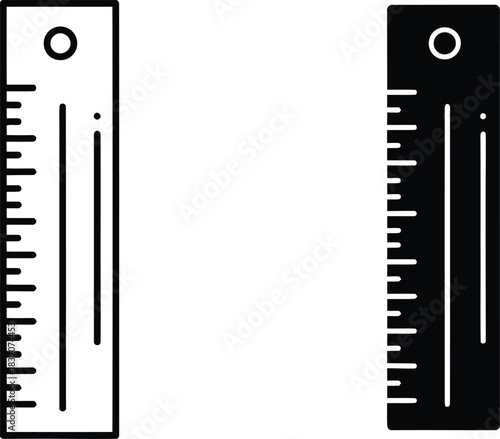 Two rulers one vactor black and white outline one solid black icon measuring tool measurement