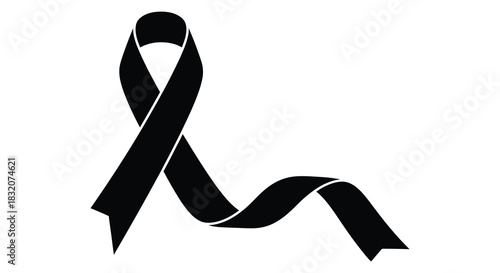 A stark black ribbon gracefully curves and loops forming a poignant and symbolic silhouette