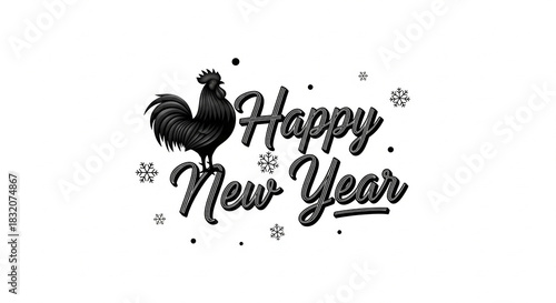 Happy new year rooster illustration