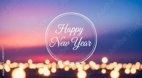 Happy new year text over bokeh background