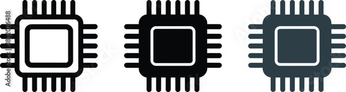 Microprocessor chip vector icon symbolizing digital technology processing unit and computing hardware.