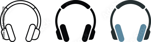 Over ear headphones icon in outline solid and color style audio headset device vector illustration