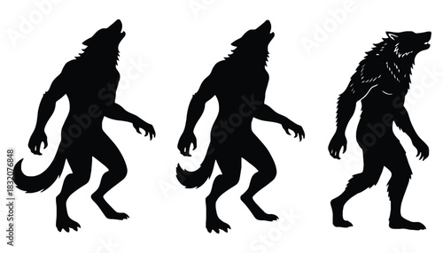 Werewolf silhouette vector illustration halloween monster art