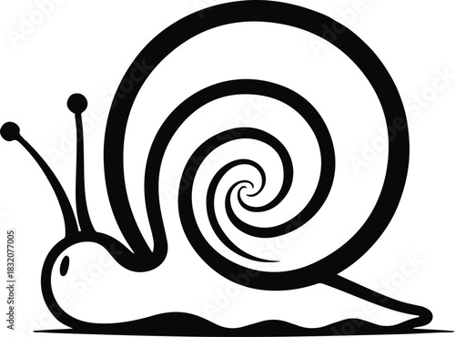 Minimal snail silhouette created with only two smooth curved line 1