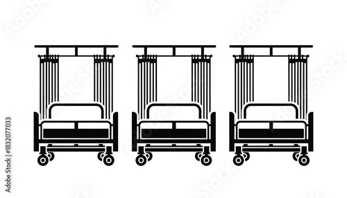 Hospital beds vector illustration medical equipment design