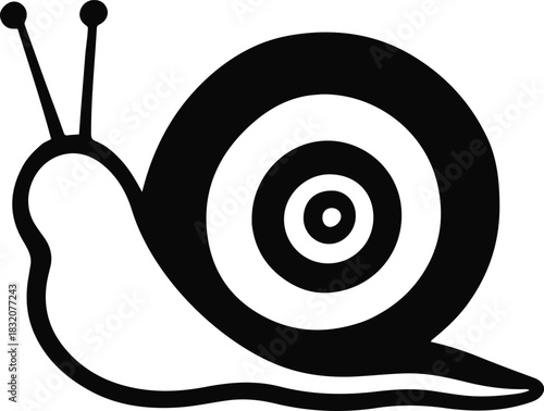 Minimal snail silhouette created with only two smooth curved line 4