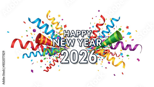 Festive Happy New Year 2026 Celebration Design for Greeting Cards