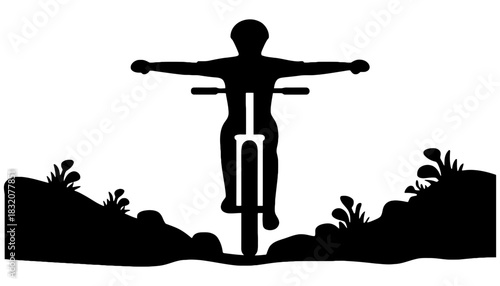 Mountain biking silhouette extreme sport adventure graphic