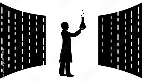 Science experiment silhouette chemical reaction lab researcher