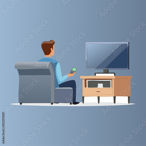 man watching T.V alone 
