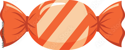 Vector Illustration of Striped Hard Candy in Wrapper, Sweet Treat, Confectionery, and Sugar Snack