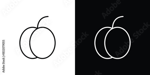 Apricot icon design element. Linear style vectors
