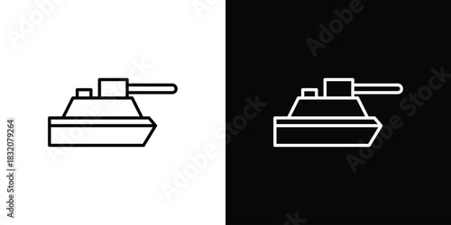 Armored vehicle icon design element. Linear style vectors