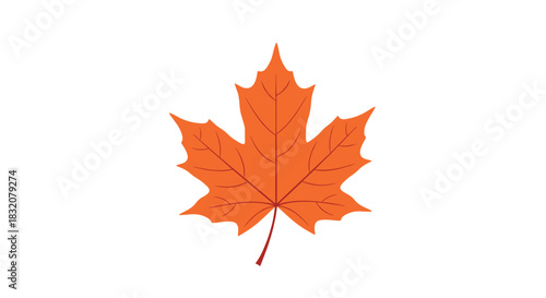 A vibrant orange maple leaf illustration perfectly captures the essence of autumn and fall, set against a clean white background.