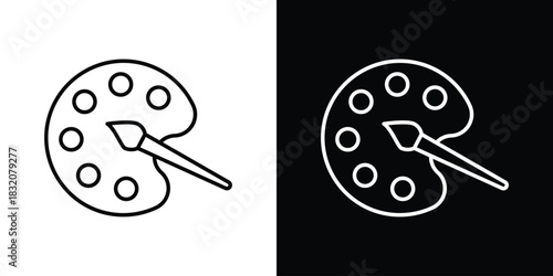 Artist color palette icon design element. Linear style vectors