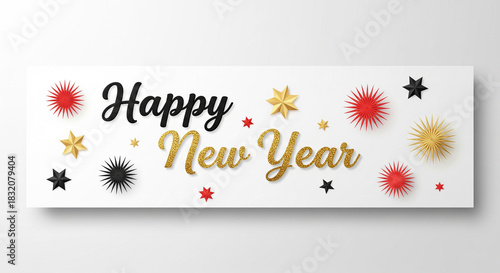 New year banner with festive decorations