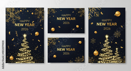 New year mockup set with gold elements