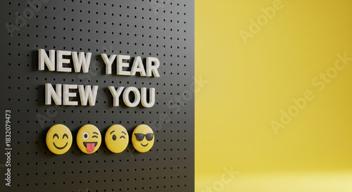 New year new you motivational message with emoticons