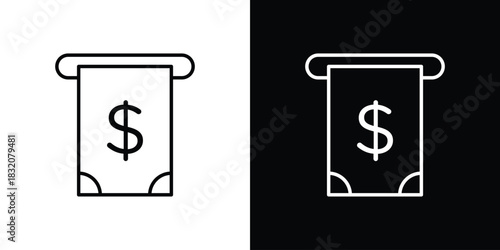 atm cash icon design element. Linear style vectors