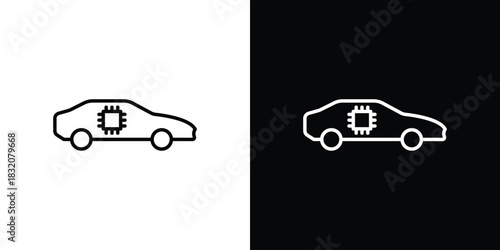 Autonomous car icon design element. Linear style vectors