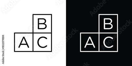 Baby ABC cubes icon design element. Linear style vectors