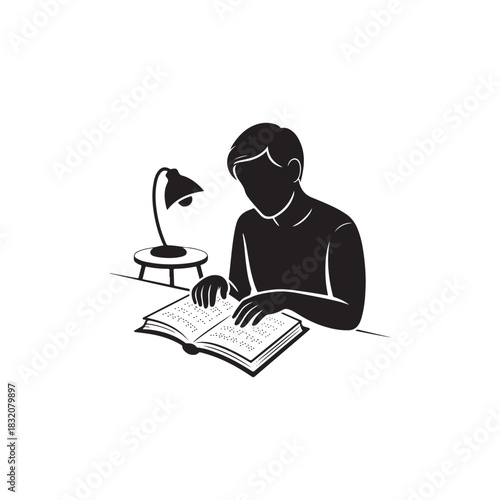 Blind Literacy Bold Outline Vector