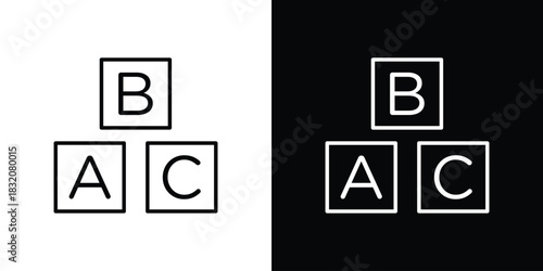 Baby ABC cubes icon design element. Linear style vectors