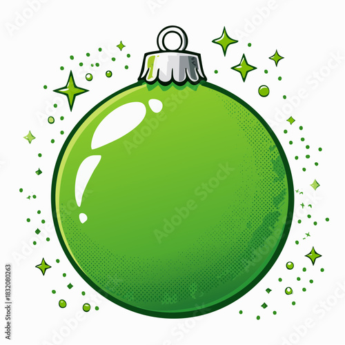 grüne Christbaumkugel - Cartoon Comic Stil