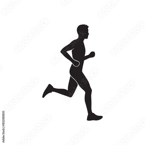 Silhouette of a male runner jogging. Vector illustration of an athletic man exercising.