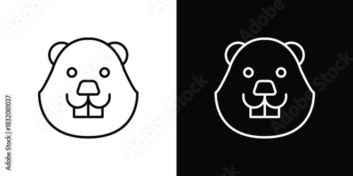 Beaver icon design element. Linear style vectors