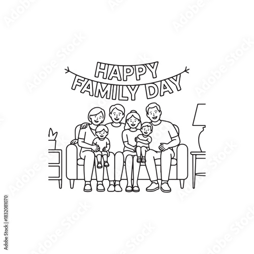 Happy Family Hug Silhouette Vector