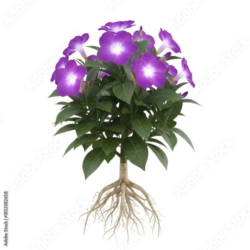 Gundhra mature plant with roots and purple flowers