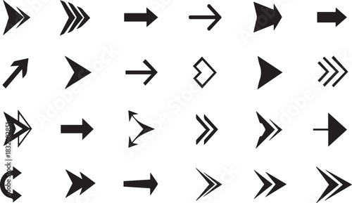 Large Collection of Black Arrow Icons Vector Set for Web Design and Interface