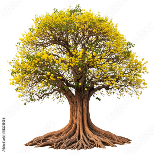 Katphala bark mature tree with yellow flowers