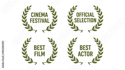Four laurel wreath award designs for cinema festival and best actor