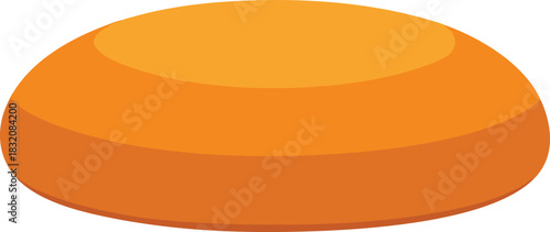 Isometric illustration of a round orange pouf or ottoman