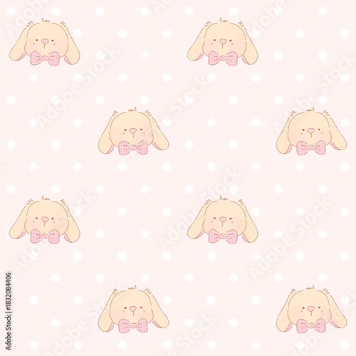 A cute pastel coquette seamless pattern featuring soft ribbons, bows, hearts, and delicate decorative elements. Perfect for gift wrapping, scrapbook paper, stationery design, textile prints, and girly